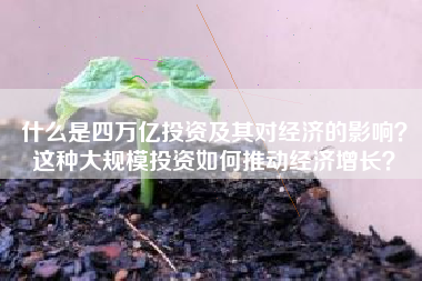 什么是四万亿投资及其对经济的影响？这种大规模投资如何推动经济增长？