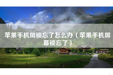 苹果手机屏锁忘了怎么办（苹果手机屏幕锁忘了）