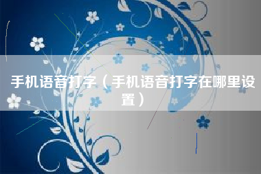 手机语音打字（手机语音打字在哪里设置）